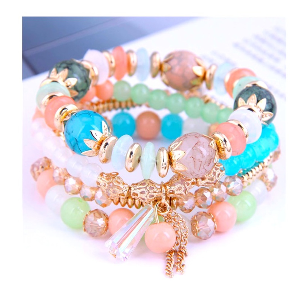 Bohemian Ethnic Style Bracelet Female Cross-Border Multi-Layer Beaded Crystal